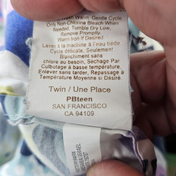 POTTERY BARN Teen Duvet Cover Colorful Floral Twin Organic Cotton Blend Whimsy - Picture 5 of 5